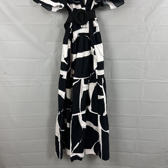 Maeve Dress Womens Large The Somerset Maxi Black White Belted Boho Chic Casual - Picture 8 of 16